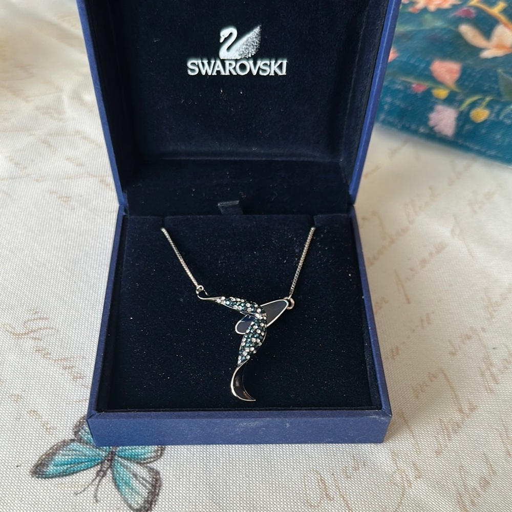 Swarovski Silver Necklace with Blue Accents